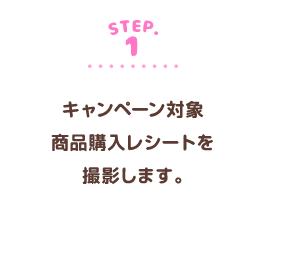 キャンペーン対象商品購入レシートを撮影します。