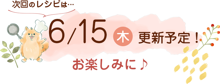 わんごはん次回の更新は6/15(木)です！お楽しみに♪