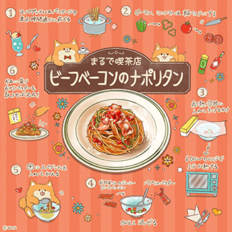まるで喫茶店♪ビーフベーコンのナポリタン イラスト