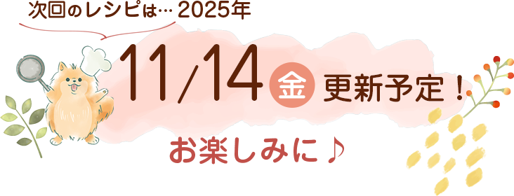 わんごはん次回の更新は2025年11/15(金)です！お楽しみに♪