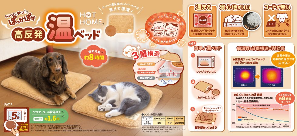 ＨＯＴ　ＨＯＭＥ　レンジでチンしてぽっかぽか　高反発温ベッド