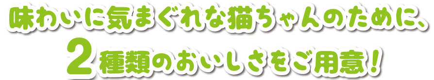 味わいに気まぐれな猫ちゃんのために、2種類のおいしさをご用意！